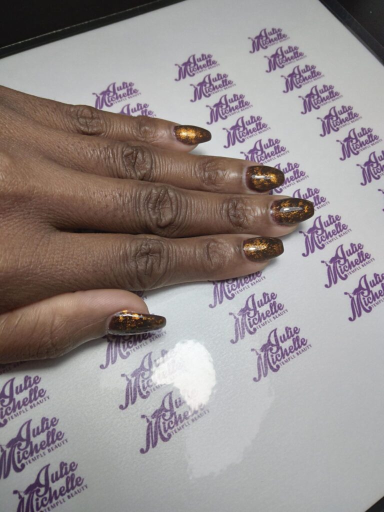 Luxury gold and brown manicure at Julie Michelle Temple Beauty